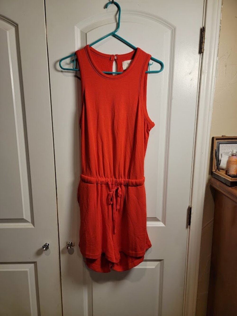 Lou & Grey SignatureSoft Red Orange Sleeveless Romper Size Small NWT